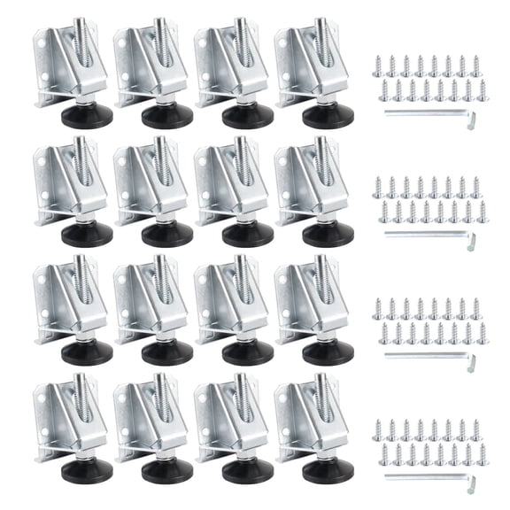 POWERTEC 16PK Leveling Feet Heavy Duty Adjustable Furniture Leg Levelers with Nylon Foot, Screws & Lock Nuts for Workbenches, Cabinets, Tables & Shelving  (71136-P4)