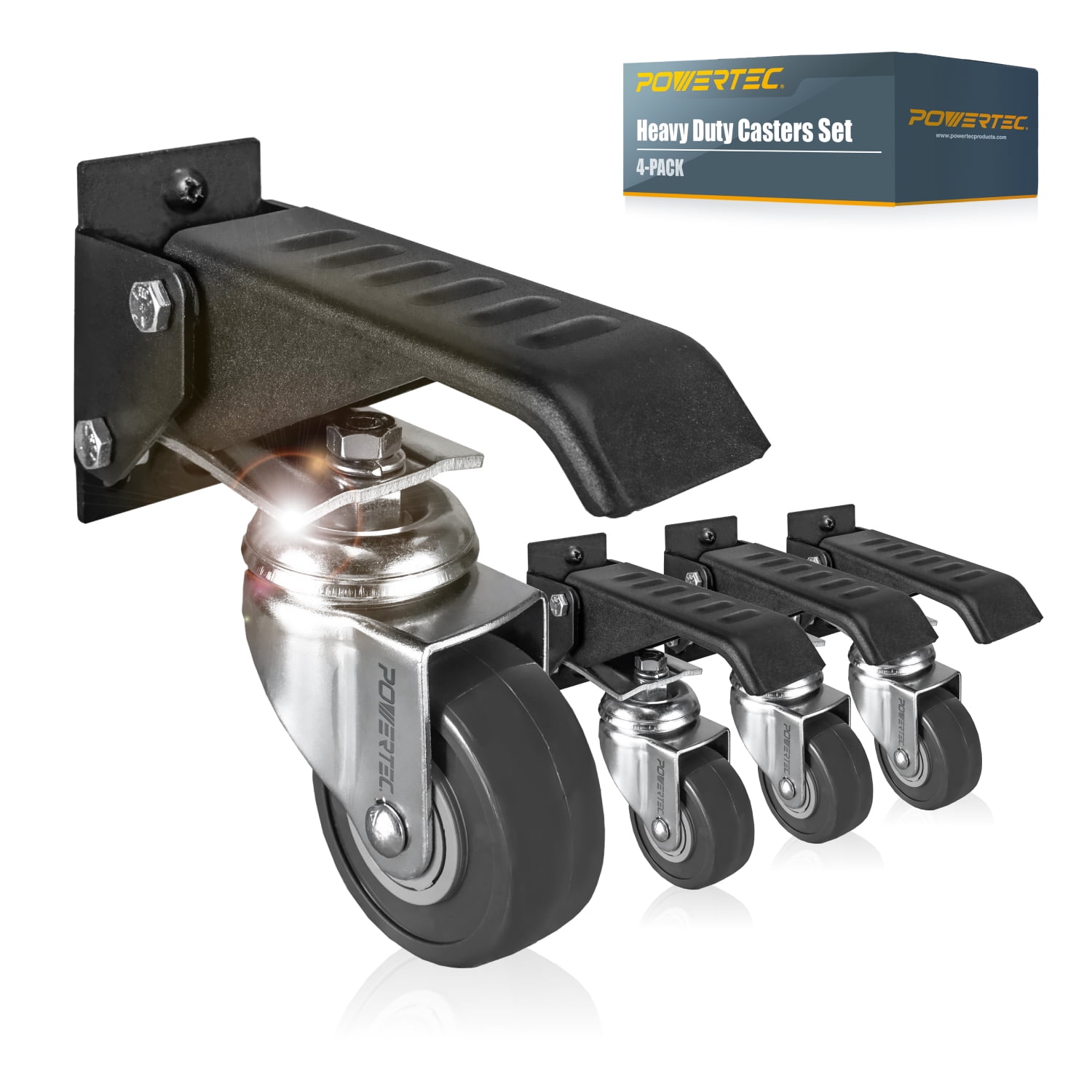 POWERTEC 17000 Workbench Caster Kit w/Polyurethane Wheels & 400 LB Total Weight Capacity Pack