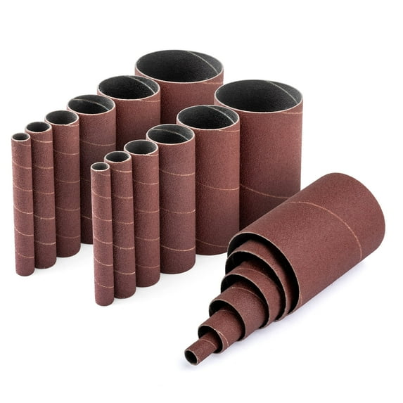 POWERTEC 18PK 4.5" Sanding Sleeves for Spindle Sander in 6 Sizes with Assorted Grits 80, 120, 240 | Aluminum Oxide Sandpaper Sanding Sleeve Assortment in Dia. 1/2, 3/4, 1, 1-1/2, 2 & 3 (11240)