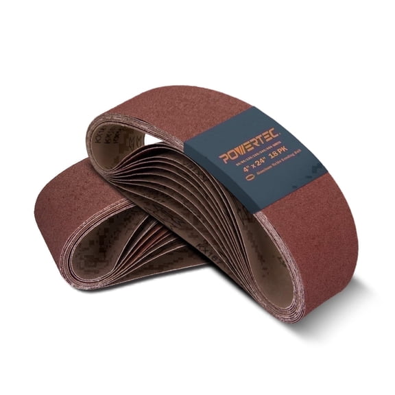 POWERTEC 18PK 4 x 24-Inch Sanding Belts, 3 Each of 60/80/120/150/240/400 Grits Aluminum Oxide Belt Sander Sanding Belt Assortment, Sandpaper for Oscillating Belt and Spindle Sander, 110008