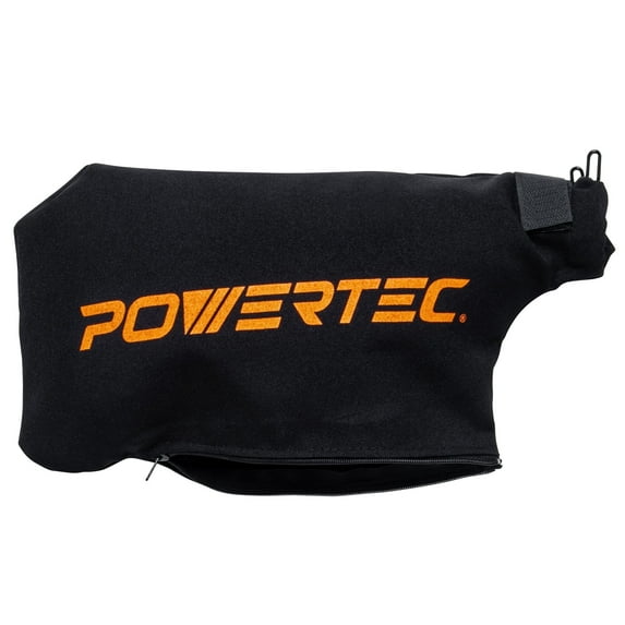 POWERTEC 1PK Miter Saw Dust Bag Fits Nominal 1.75" Dust Ports Expands to 1.875", Hook and Loop Dust Collector Bag with Zipper and Wired Adjustable Stand for Tank Belt Sander & Diagonal Saw (75076)