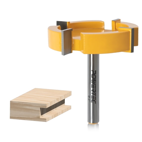 POWERTEC 1PK Spoilboard Surfacing Router Bit 1/4 Shank, CNC Router Bits, Slab Flattening Router Bit, 2" Dia, 1/2" Cutting Depth, Router Planer Bit - Perfect for Slatwall, Wood Milling Planing, 73056N