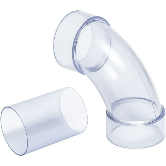 POWERTEC 2-1/2 Inch ID 90 Degree Elbow for 2-1/2 Inch OD Dust Collection Pipes, Adapters and Fittings with Splice for 2-1/2 Inch ID Dust Collection Hose Connector (Clear), 70321