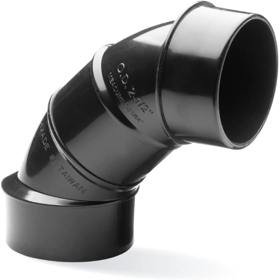 POWERTEC 2-1/2" OD 90 Degree Elbow - ABS Plastic Dust Collector Connector, Black (70344)