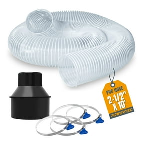 POWERTEC 2-1/2" x 10' Dust Collection Hose with Reducer & 5pcs Key Hose Clamps for Table Saw, Band Saw, Planer, Belt Sander, Woodworking and Wood Shop Dust Collection System (70348)
