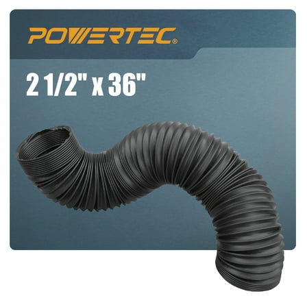 POWERTEC 2 1/2'' x 36'' Dust Collection Hose, Flexible 2.5 Inch Dust Collector Hose for Table Saw, Drill Press, Woodworking and Wood Shop Dust Collection System (70198)