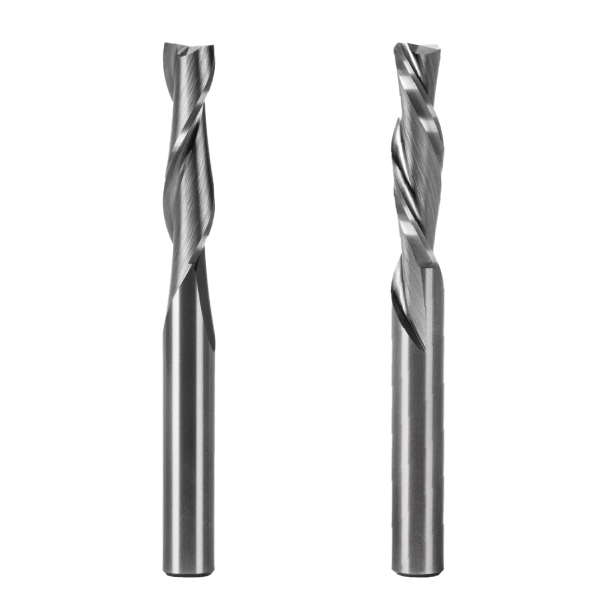 POWERTEC 2-Piece Solid Carbide Spiral Router Bit 1/4" Shank, One Up Cut and One Down Cut, Woodworking Router bits for use on CNC and Router Tool, Router bits for Wood PVC MDF Hardwood , 73030