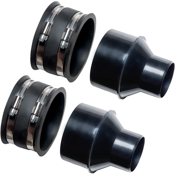 POWERTEC 2 Set 4 inch to 2-1/2 inch Reducer and 4 inch Dust Control Flex Cuff with Stainless Steel Hose Clamps, Dust Collection Fitting for Woodworking Dust Collection Hose and Dust Ports (70322-P2)
