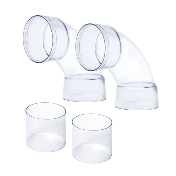 POWERTEC 2 Sets 4 Inch ID 90 Degree Elbow for 4" OD Dust Collection Pipes, Adapters and Fittings with Splice for 4 Inch ID Dust Collection Hose Connector (Clear), 70309-P2N