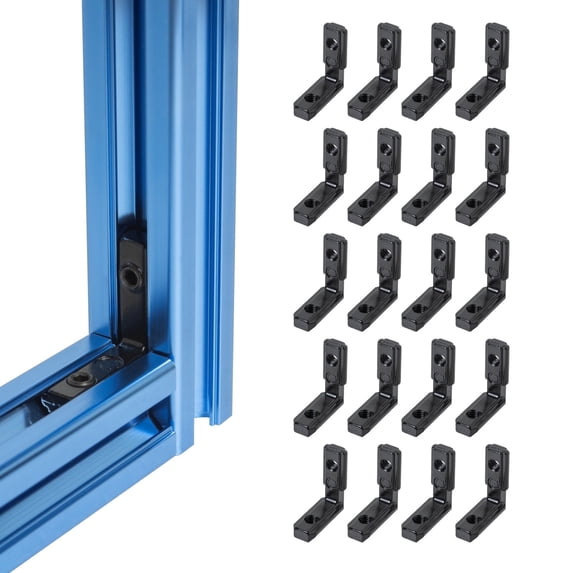 POWERTEC 20 Sets L-Shape Interior Inside Corner Connector Joint Bracket – Fits T-Slot and V-Slot Profile Aluminum Extrusion, Ideal for CNC Machines, 3D Printer Frames, Custom Enclosures, 74006N