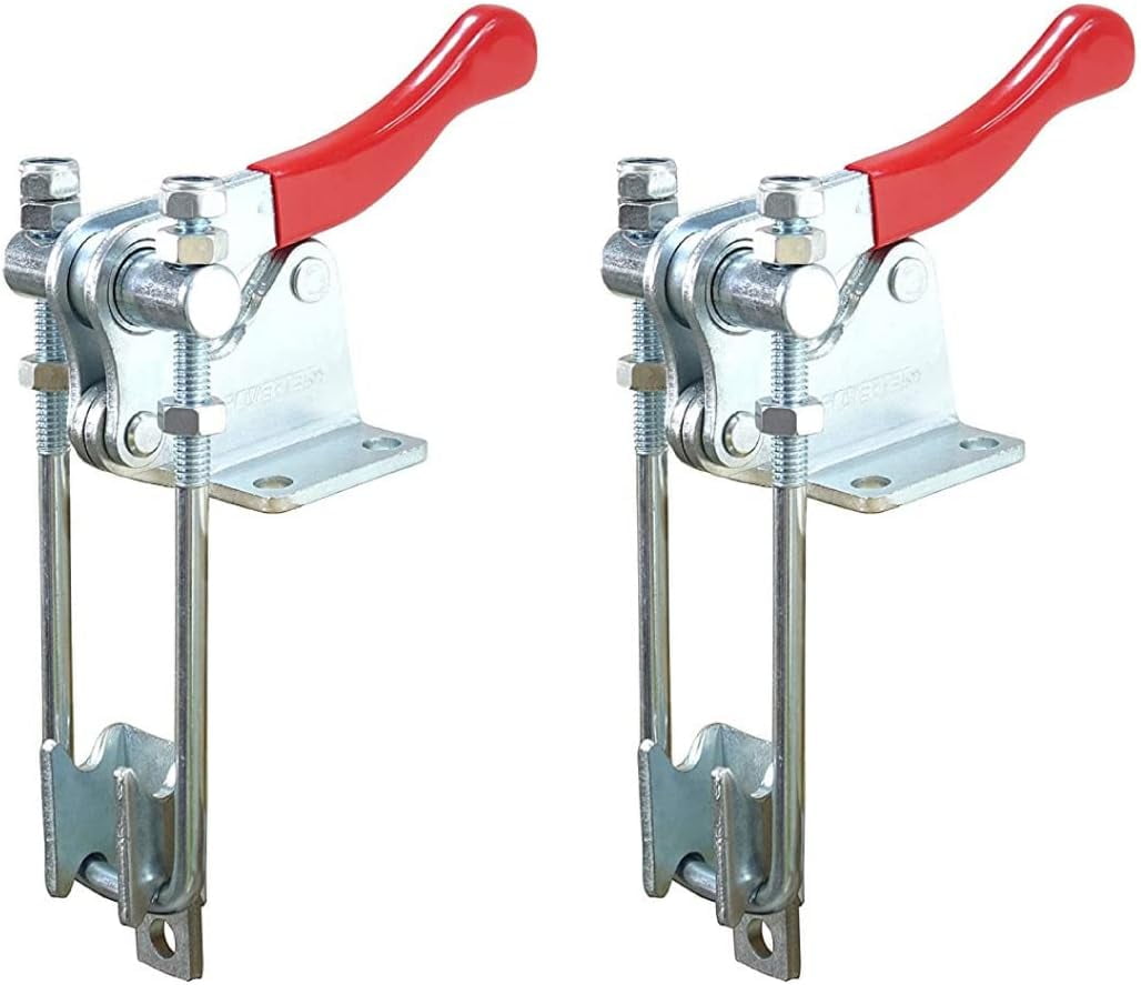 POWERTEC 20324P2 Vertical Latch Action Toggle Clamp 40344 w Threaded U Bolt and Red Vinyl