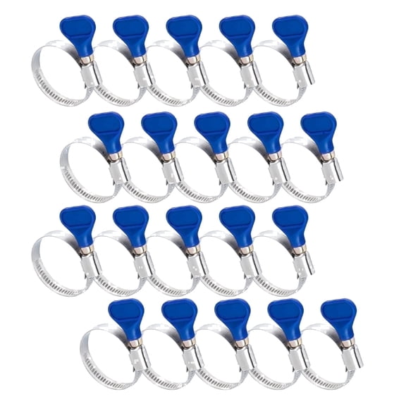 POWERTEC 20PK 1-1/2 inch Key Hose Clamps, Adjustable Stainless Steel Thumb Screw Hose Clamps for Dust Collection, PVC Tubing, Pipe Clamp, Worm Gear Clamp (70247-P4)