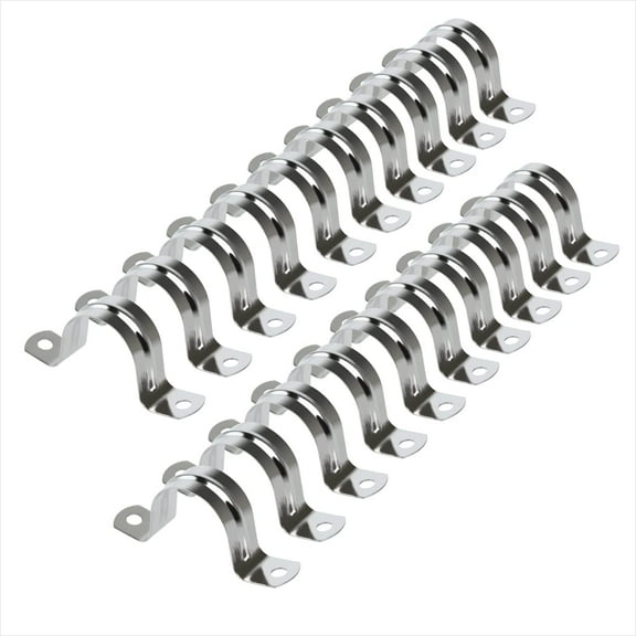 POWERTEC 20PK 1-1/4 Pipe Strap Clamp Hanger Set for 32mm OD Pipes, 2 Hole Mount U Bracket Rigid, Stainless Steel 304 (71663)