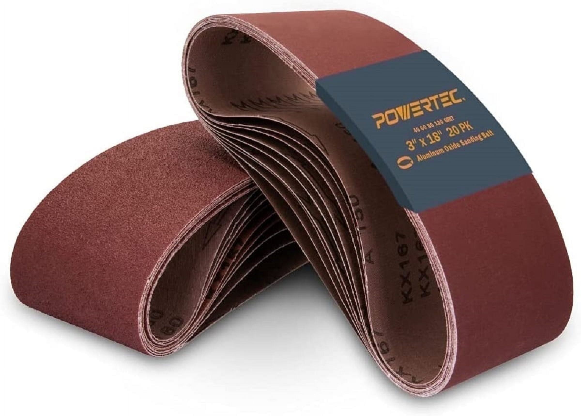 POWERTEC 3 X 18 Inch Sanding Belts, 10 Each Of 40/60/80/120 Grits, 20PK, Aluminum Oxide Belt Sander Sanding Belt Assortment For Portable Belt Sander - View #5