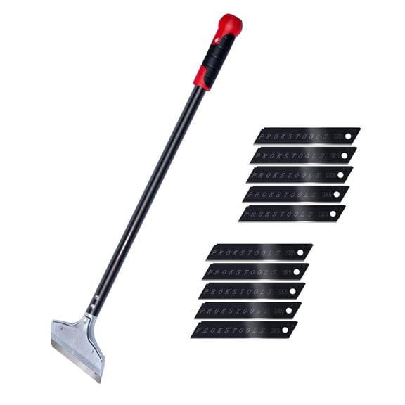 POWERTEC 24 Inch Heavy Duty Razor Scraper - 4" Wide Blade with Hammer Head & 10 Replacement Blades for Cleaning Stove Top, Windows, Glass, Tile, Wall, Labels and More (71977N)