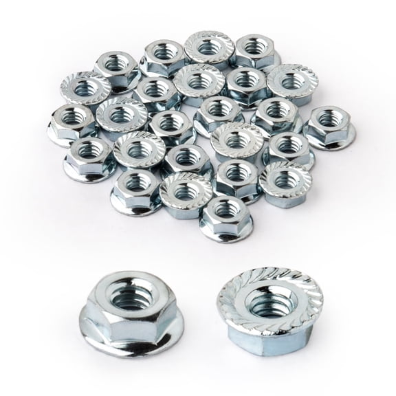 POWERTEC 25Pack Serrated Flange Hex Lock (M10) Nuts | Premium Carbon Steel Zinc Plated Fasteners (QLN1202)