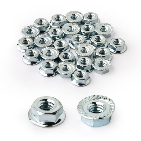 POWERTEC 25Pack Serrated Flange Hex Lock (M6) Nuts | Premium Carbon Steel Zinc Plated Fasteners (QLN1200)