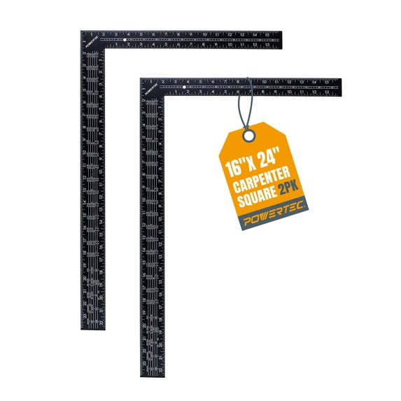 POWERTEC 2PK, 16 x 24 Inch Steel Carpenter Square with Rafter Tables ...