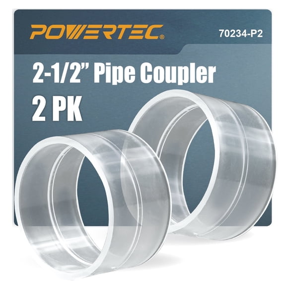 POWERTEC 2PK 2-1/2" Pipe Coupling, Clear, 70234-P2
