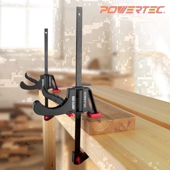 POWERTEC 2PK 24-Inch Bar Clamps with Spreader, Trigger Clamps for Woodworking, One-Handed Carpenter Quick Clamp Sets for Gluing, Wood Clamps for Woodworking Tools, 71596