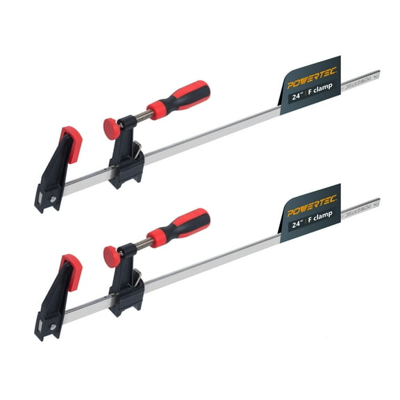POWERTEC 2PK 24 inch Steel Bar Clamps w/ 600 lbs Loads Limit & 2-1/2" Throat, Quick Adjust & Release F Clamp with Micro-Adjustment Handle for Woodworking, Metalworking and DIY Projects (71919N)