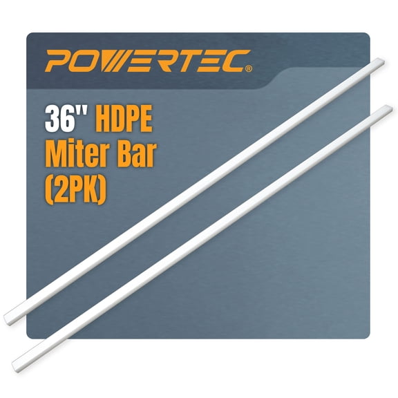 POWERTEC 2PK 36" HDPE Miter Bar for Table Saw Sled, Taper Jig, Miter Slot Runners, Fits 3/4" x 3/8" Slot on Table Saw, Router Table, Band Saw, Wood Working Tools & Accessories (71636)