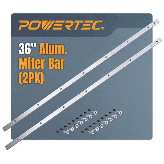 POWERTEC 2PK 36" Miter Bar for Table Saw Sled, Fits Standard 3/4" x 3/8" Miter Slot Runners for Crosscut Sled, Taper Jig and Other Wood Working Jig, Table Saw, Router Table, Band Saw (71520-P2)