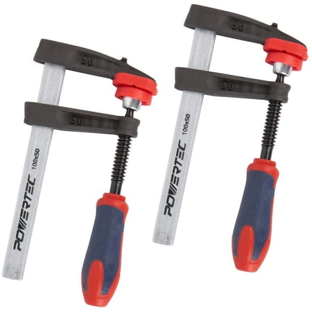 POWERTEC 2PK 4-Inch F Clamp Heavy Duty F Style Bar Clamps for Woodworking, 330 lb Capacity each (71591)
