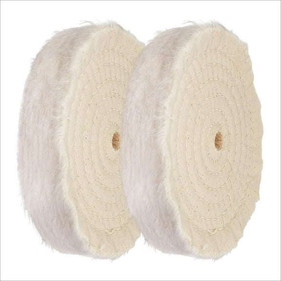 POWERTEC 2PK 6-Inch Extra Thick Spiral Sewn Buffing Wheel, Cotton (80 Ply) w/ 1/2" Arbor Hole, 71630