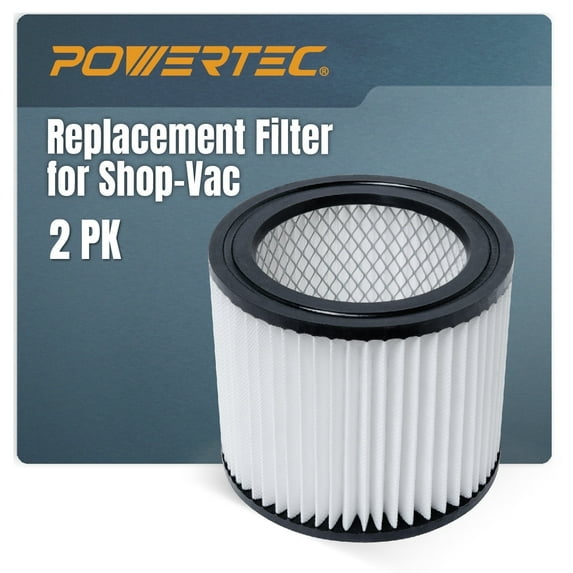 POWERTEC 2PK 90398 Cartridge Filters for Shop Vac, 9039800, 9039833 Type AA Replacement Filters, Fits Shop-Vac Most 4 Gallon and Less Wet/Dry Vacuum Cleaners, 75083-P2N