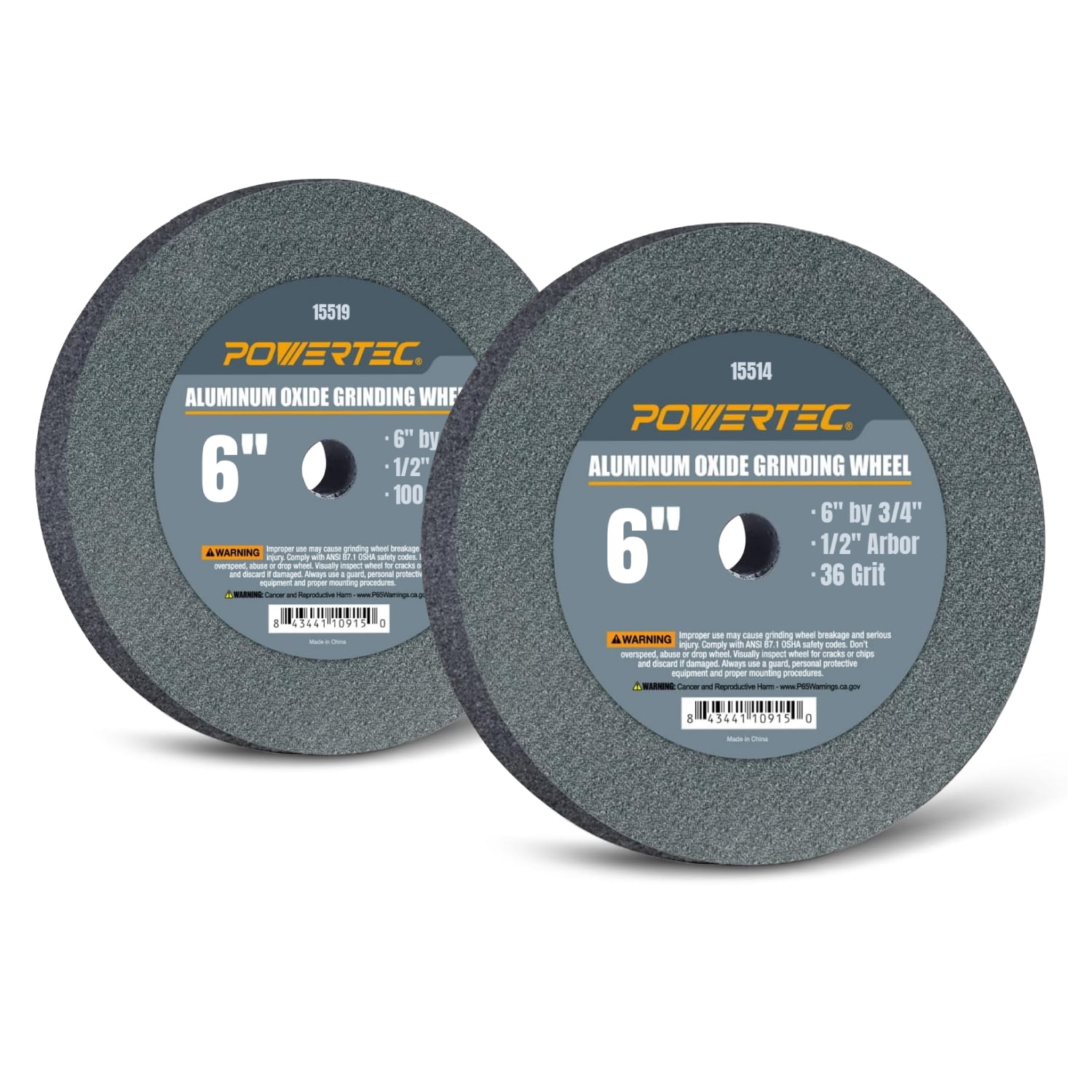 And Shaping Metal POWERTEC 6" X 3/4" 80 Grit Aluminum Oxide Grinding Wheel With 1/2" Arbor 6X3 4X1