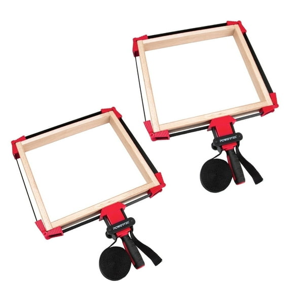 POWERTEC 2PK Deluxe Polygon Quick Release Band Clamp | Woodworking Frame Clamping Strap Holder, Black (71122-P2)