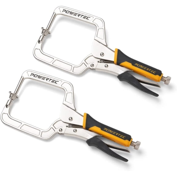 POWERTEC 2PK Quick Release 12" Right Angle Pocket Hole Clamps for Pocket Hole Joint Assembly, Woodworking & Welding (71744)