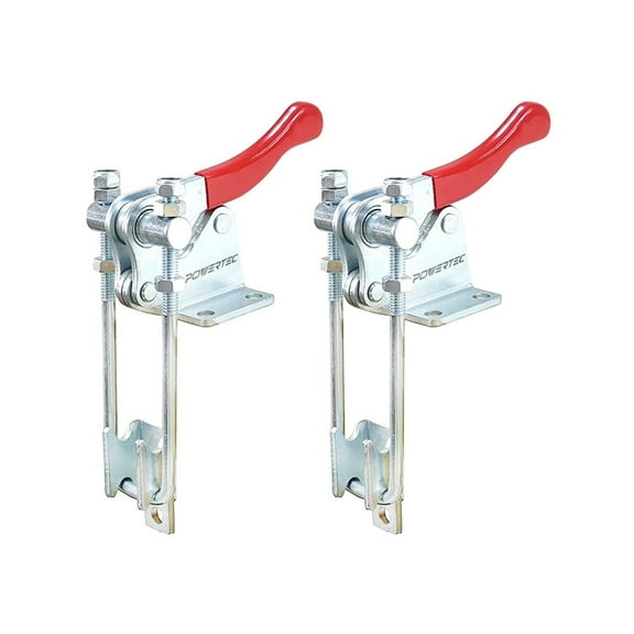 POWERTEC 2PK Toggle Clamp, 1980 lbs Holding Capacity, 40344 Adjustable 90 Degree Vertical U Bolt Latch w/Antislip Hand Grip for Woodworking Jigs & Fixtures, Smoker, Tire Carrier, Tool Box (20324-P2)