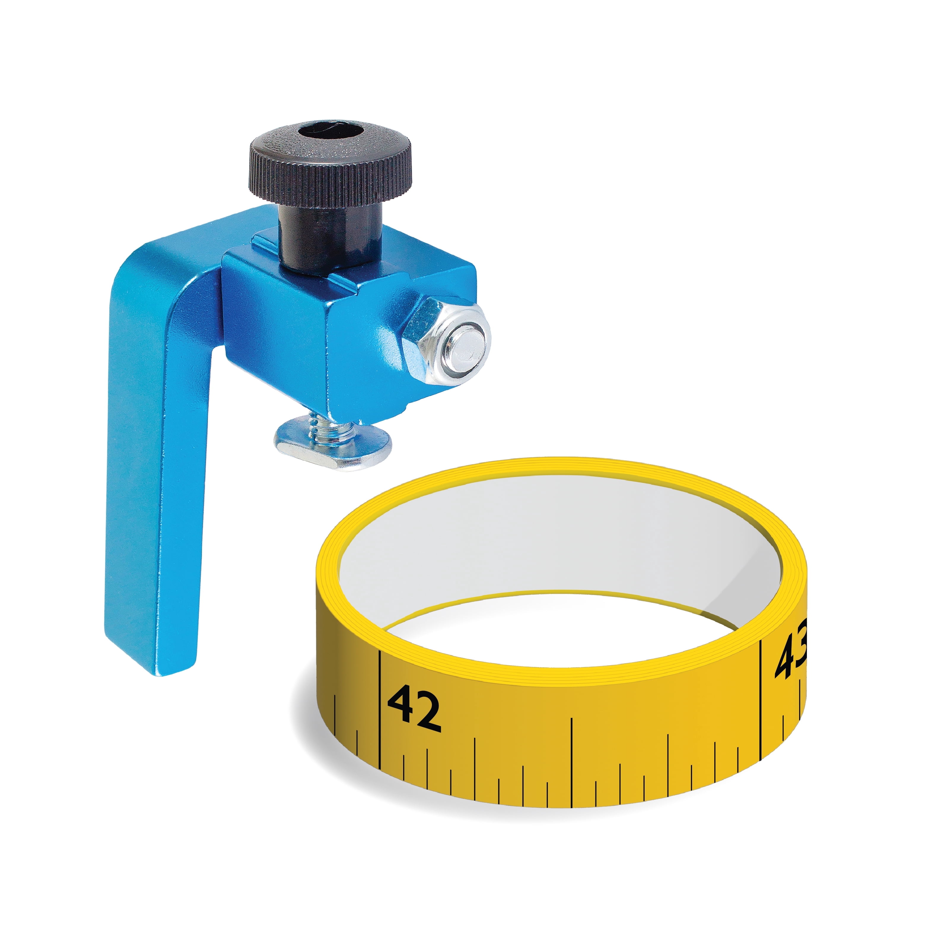 POWERTEC 3-Inch Fence Flip Stop and 4' Left to Right Measure Tape with Adhesive Backing for Woodworking, 72062