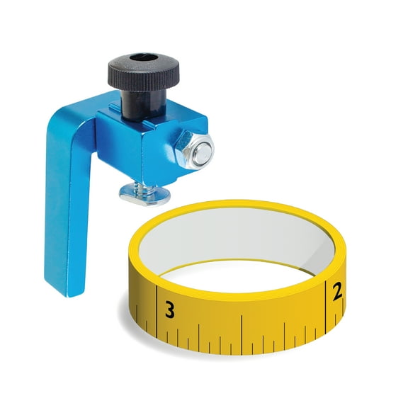 POWERTEC 3-Inch Fence Flip Stop and 4' Right to Left Measure Tape with Adhesive Backing for Woodworking (72061)