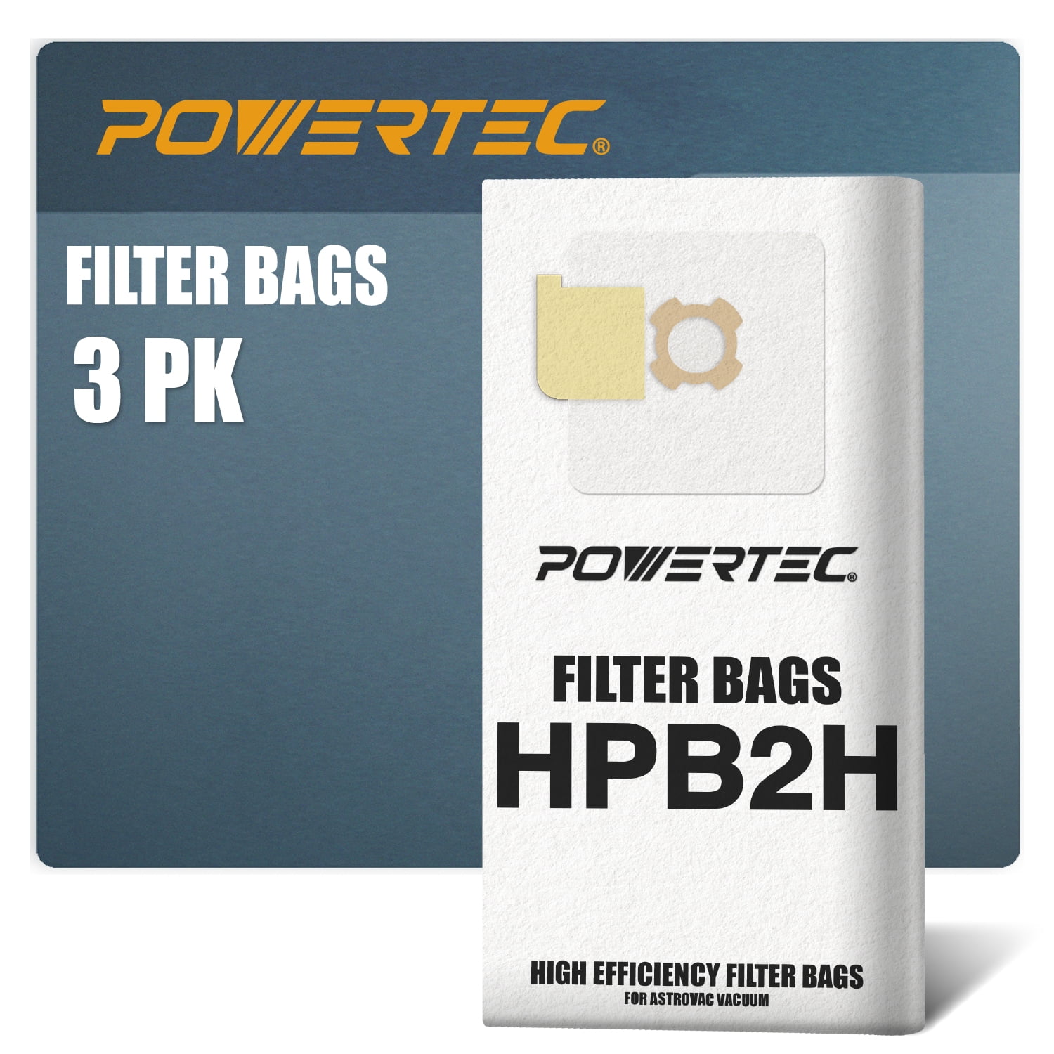 POWERTEC 3PK 5Ply Filter Bags for AstroVac, Valet and VacuMaid HPB2HPK