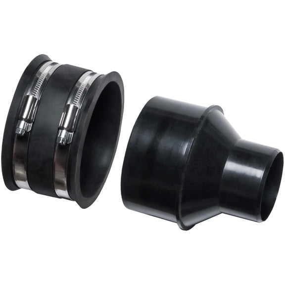 POWERTEC 4 inch to 2-1/2 inch Reducer and 4 inch Dust Control Flex Cuff with Stainless Steel Hose Clamps, Dust Collection Fitting for Woodworking Dust Collection Hose and Dust Ports (70322)