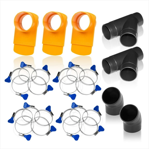 POWERTEC 4 Inch Dust Collection Fittings Kit with Connectors, Blast Gates and Stainless Steel Hose Clamps for 3 Machine Setup, Dust Collection System for Woodworking Dust Collection Hose (70316)
