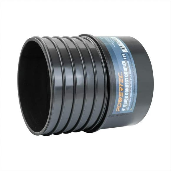 POWERTEC 4 Inch Quick Connect Splice for DWV PVC Pipe with Left-Hand Threaded End to 4" I.D. Flexible Hose (70285)
