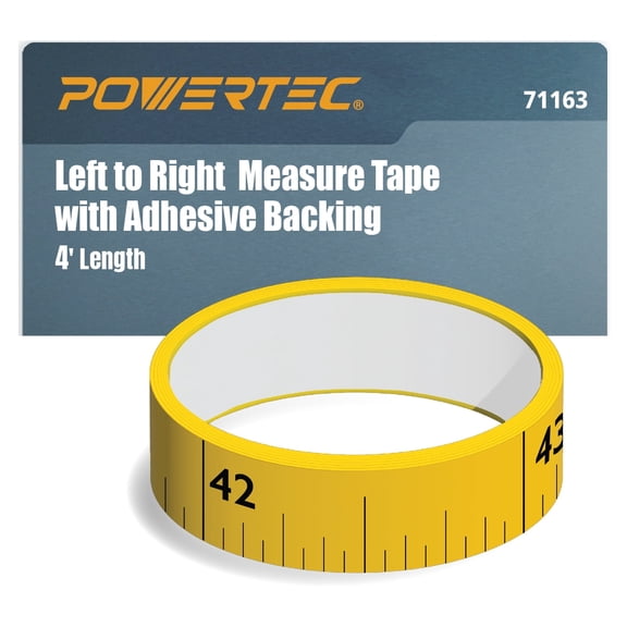 POWERTEC 4' Measuring Tape with Adhesive Backing, Left to Right Imperial, Peel & Stick Metal Tape for T Track, Workbench, Table Saw, Band Saw, Miter Saw, Woodworking Tools & Jigs (71163)