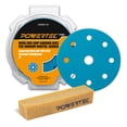 thumbnail image 1 of POWERTEC 45PK PRO 5 Inch 9 Holes Assorted Sanding Disc & Abrasive Cleaning Stick, 80/120/220 Grit Ceramic Hook and Loop Backing Discs for Festool Orbital Sanders-Automotive, Metal,Woodworking, 45901C, 1 of 9