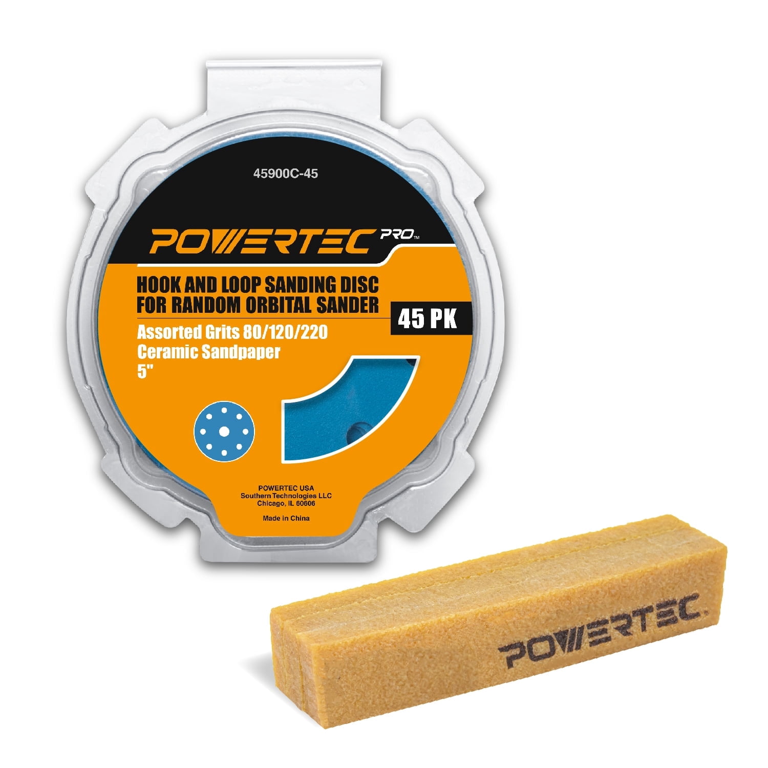 POWERTEC 45PK PRO 5 Inch 9 Holes Assorted Sanding Disc & Abrasive ...