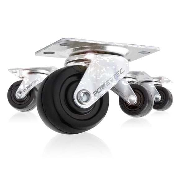 POWERTEC 4PK 1-1/2 Inch Swivel Caster Wheels with 160 lbs Loads, Heavy Duty Plate Casters, Rubber Castor Wheels for Furniture, Cart, Dolly and Workbenches (17209)