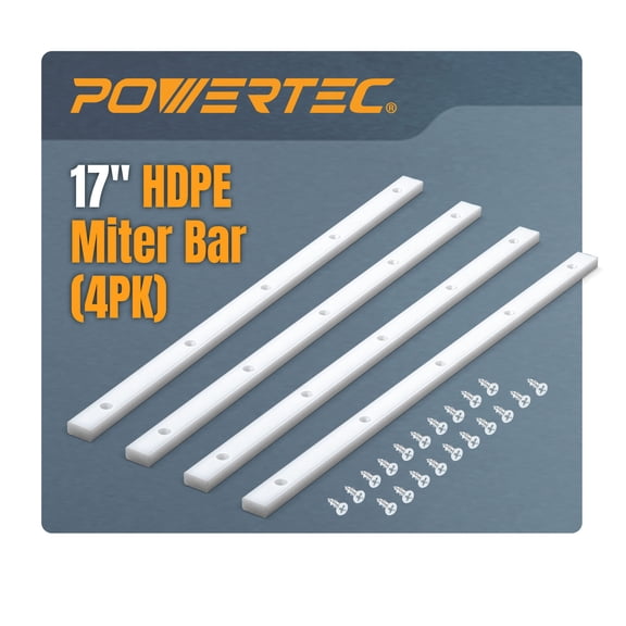 POWERTEC 4PK 17" HDPE Miter Bar w/Screws for Table Saw Sled, Taper Jig, Miter Slot Runners, Fits 3/4" x 3/8" Slot on Table Saw, Router Table, Band Saw, Woodworking tools & Accessories, 71793