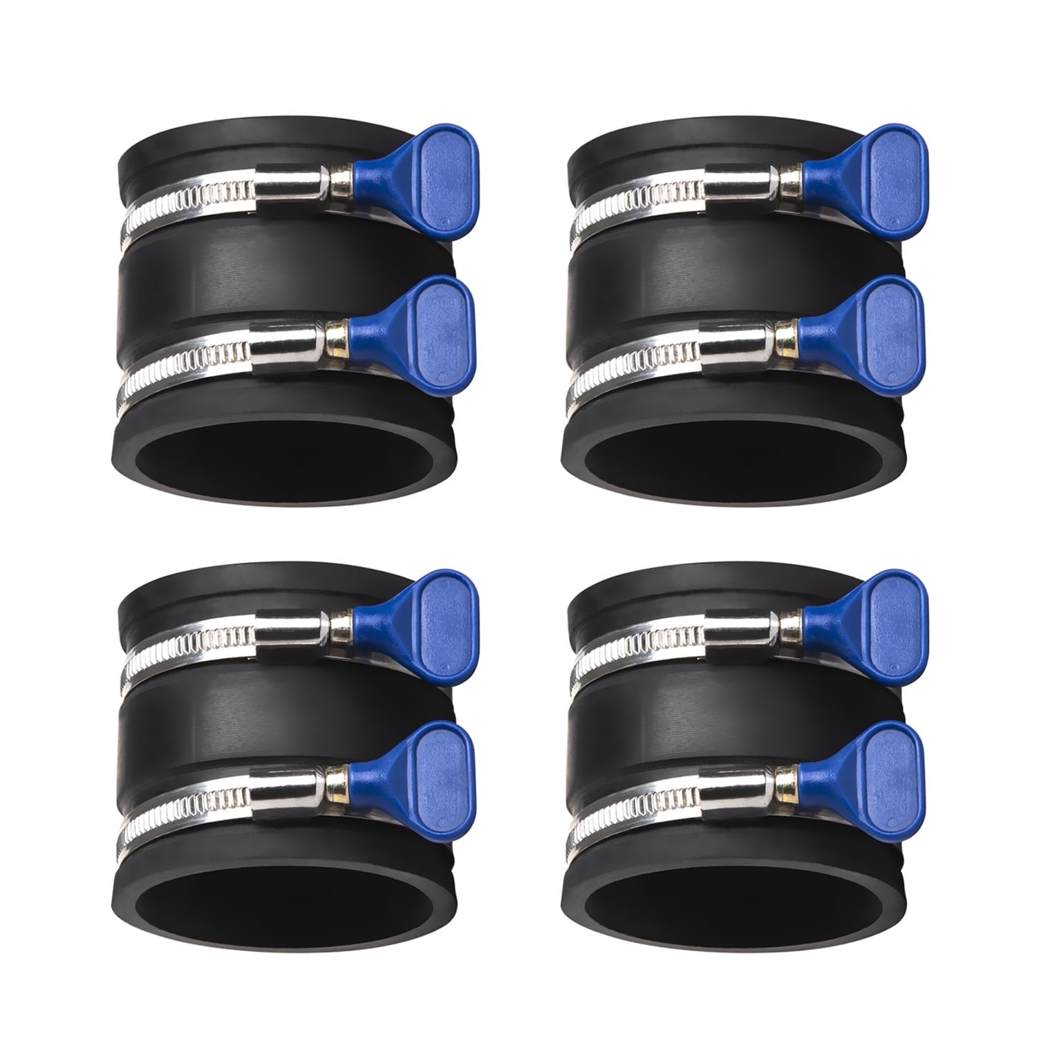 POWERTEC 4PK 2-1/2" Dust Control Flex Cuff w/Adjustable Key Hose Clamps, Hose Connector Rubber Cuff Coupler for Woodworking Dust Collection Fittings, Dust Collector Accessories & Machinery (70337-P4)