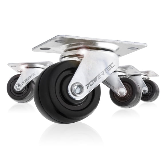 POWERTEC 4PK 2 Inch Low Profile Swivel Plate Caster Wheels with 160lbs Total Loads, Castor Wheels for Workbench, Dolly, Cart & Furniture (17210)