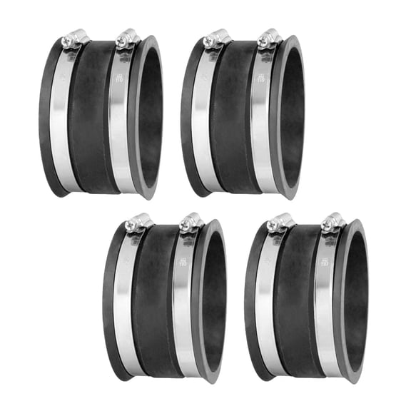 POWERTEC 4PK 4 Inch Dust Control Flex Cuff with Steel Hose Clamps, Hose Connector Rubber Cuff Coupler for Woodworking Dust Collection Fittings, Dust Collector Accessories & Machinery, 70149-P4