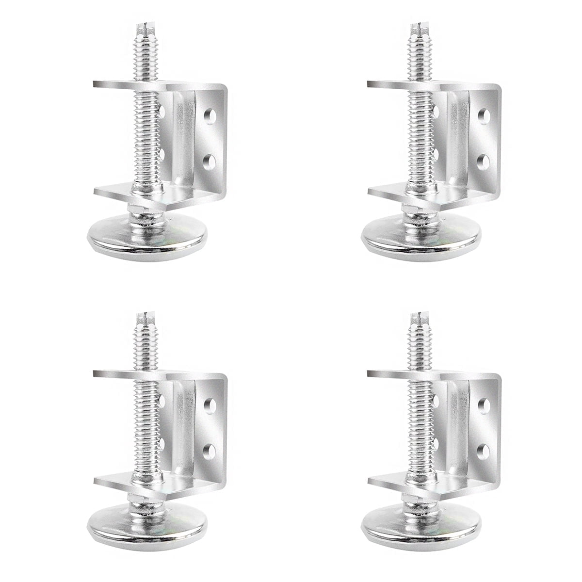POWERTEC 4PK Leveling Feet, Adjustable U-Bracket with Non-Marring Leveler Pads, Heavy Duty Furniture Leg Levelers for Cabinets, Tables, Workbenches, Furniture (71151)