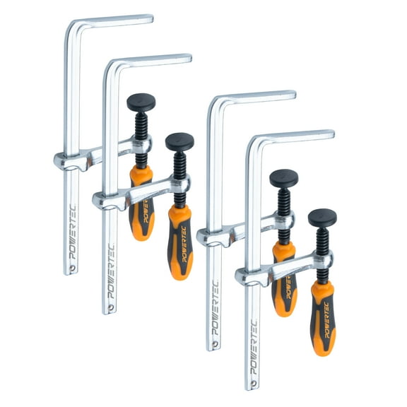 POWERTEC 4PK Quick Screw Guide Rail Clamp for MFT and Track Saw Guide Rail System, 7" Capacity x 2-3/8" Throat Depth, 400lbs Clamping Force (71409-P2)